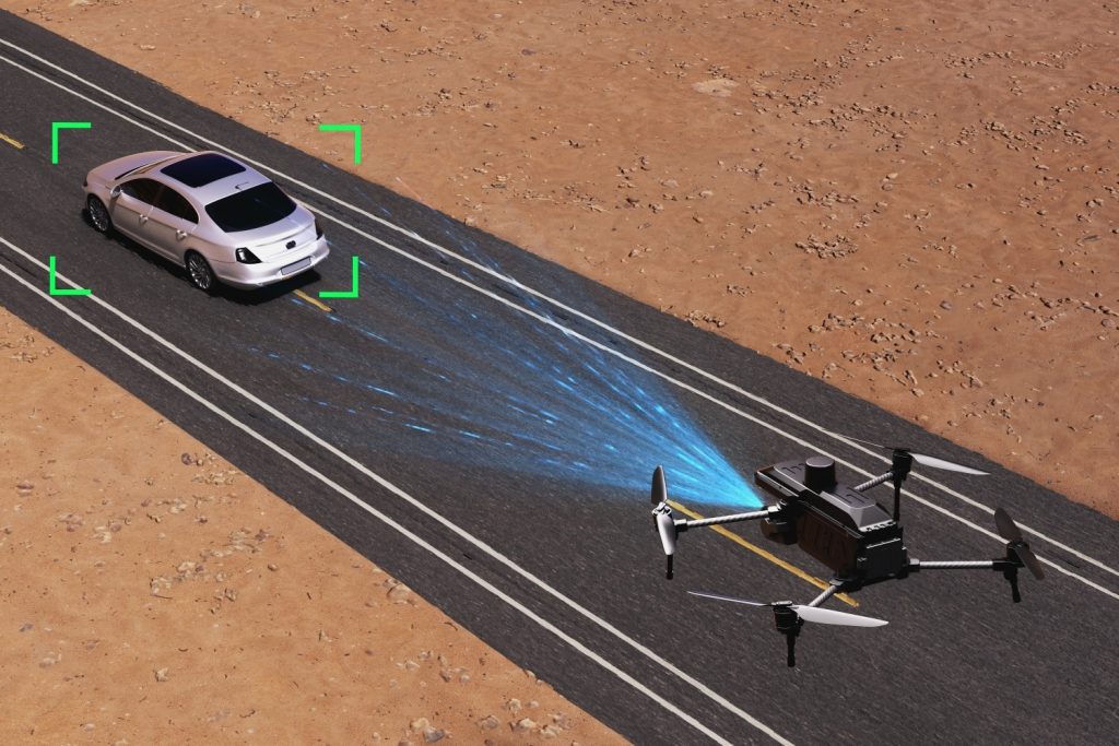 HEQ Nova-4T with AI tracking and recognition feature in mission of tracking a car on highway