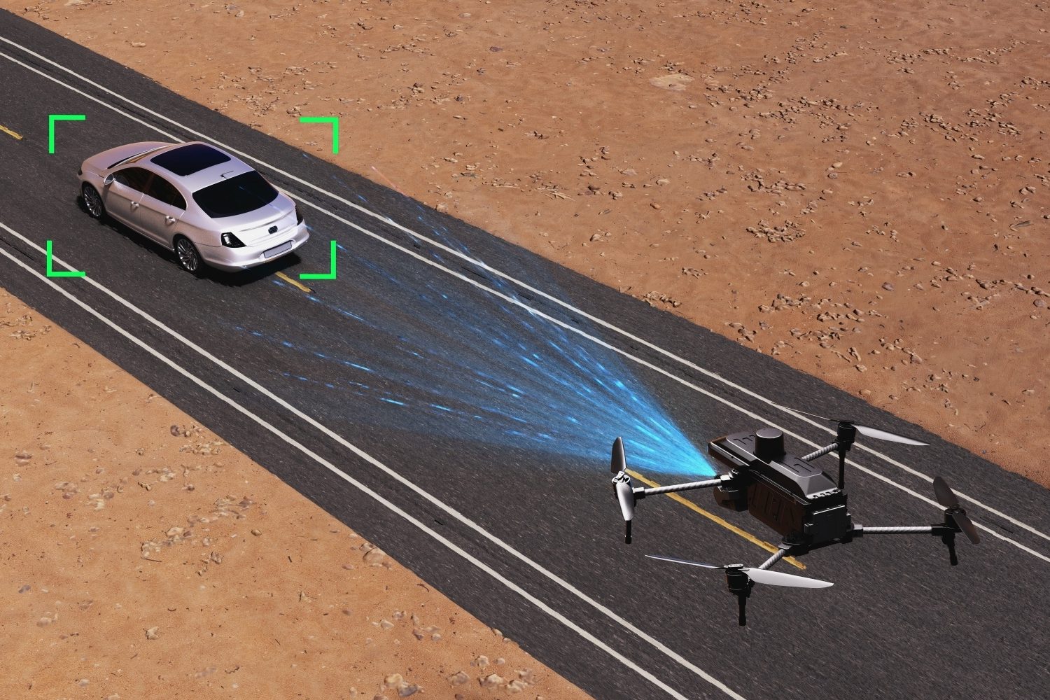 HEQ Nova-4T with AI tracking and recognition feature in mission of tracking a car on highway