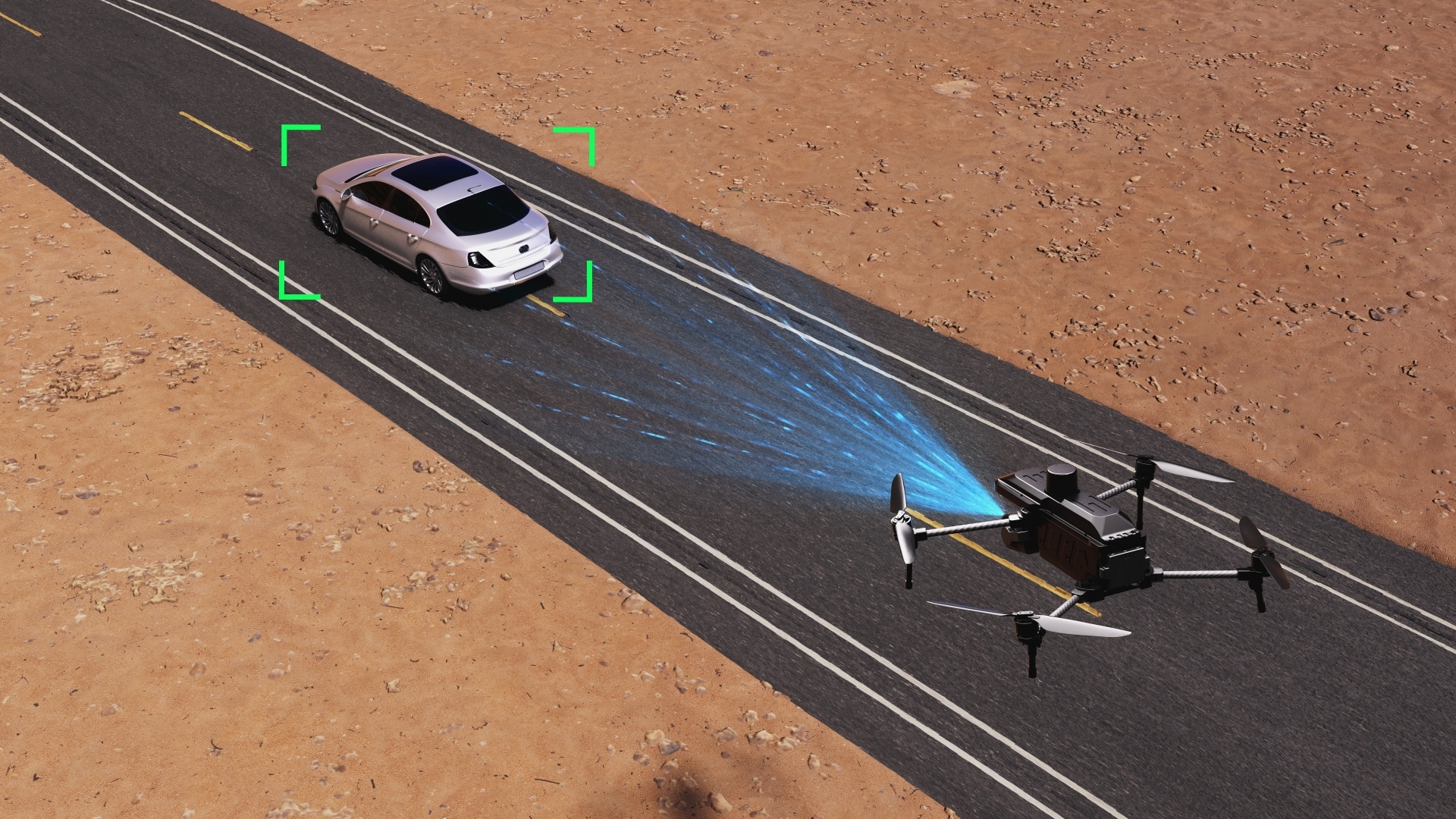 HEQ Nova-4T with AI tracking and recognition feature in mission of tracking a car on highway