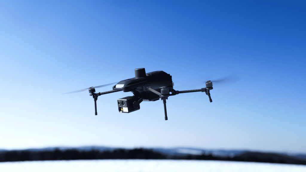 HEQ Nova 4t flying in motion in nature with blue sky as background